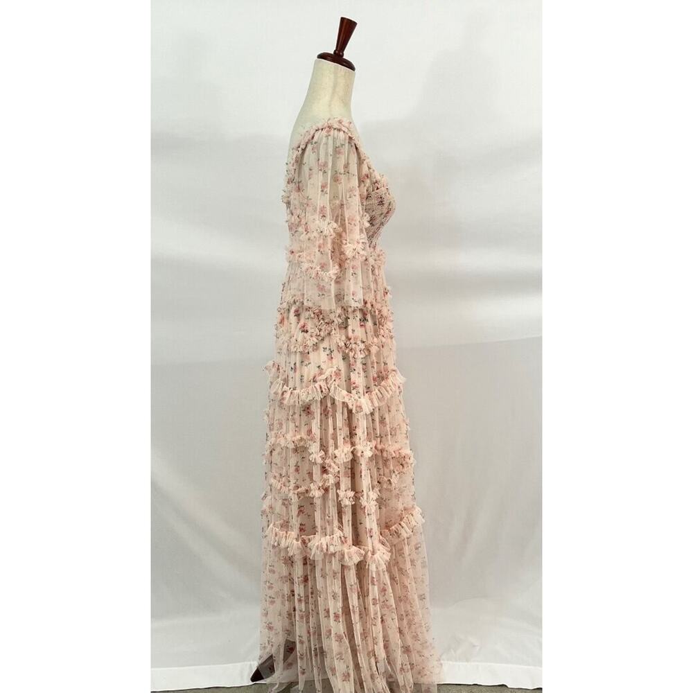 NEEDLE & THREAD Sz 2 Bijou Rose Smocked Maxi Dress Gown - Picture 5 of 13